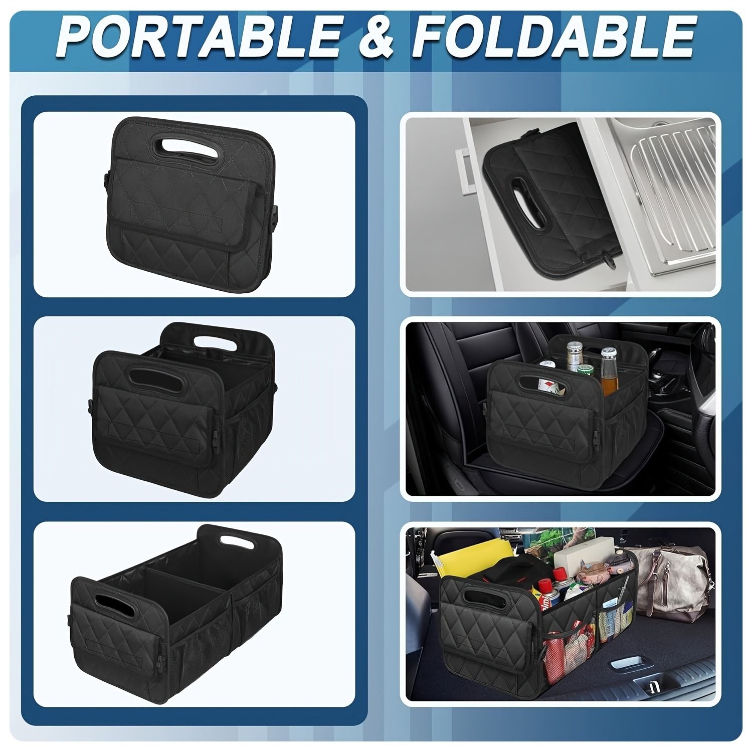 Car Trunk Organizer for SUV, Car Organizers and Storage with Pocket, Car Accessories for Women/Men Waterproof Polyester Trunk Organizer(Large) — image 2