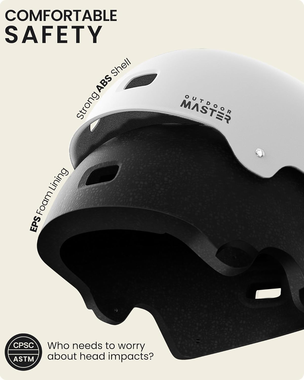 OutdoorMaster Skateboard Bike Helmet for Adults &Youth - Multi-Sport Certified Impact Resistant with 2 Removable Liners & Ventilation for Scooter — image 2