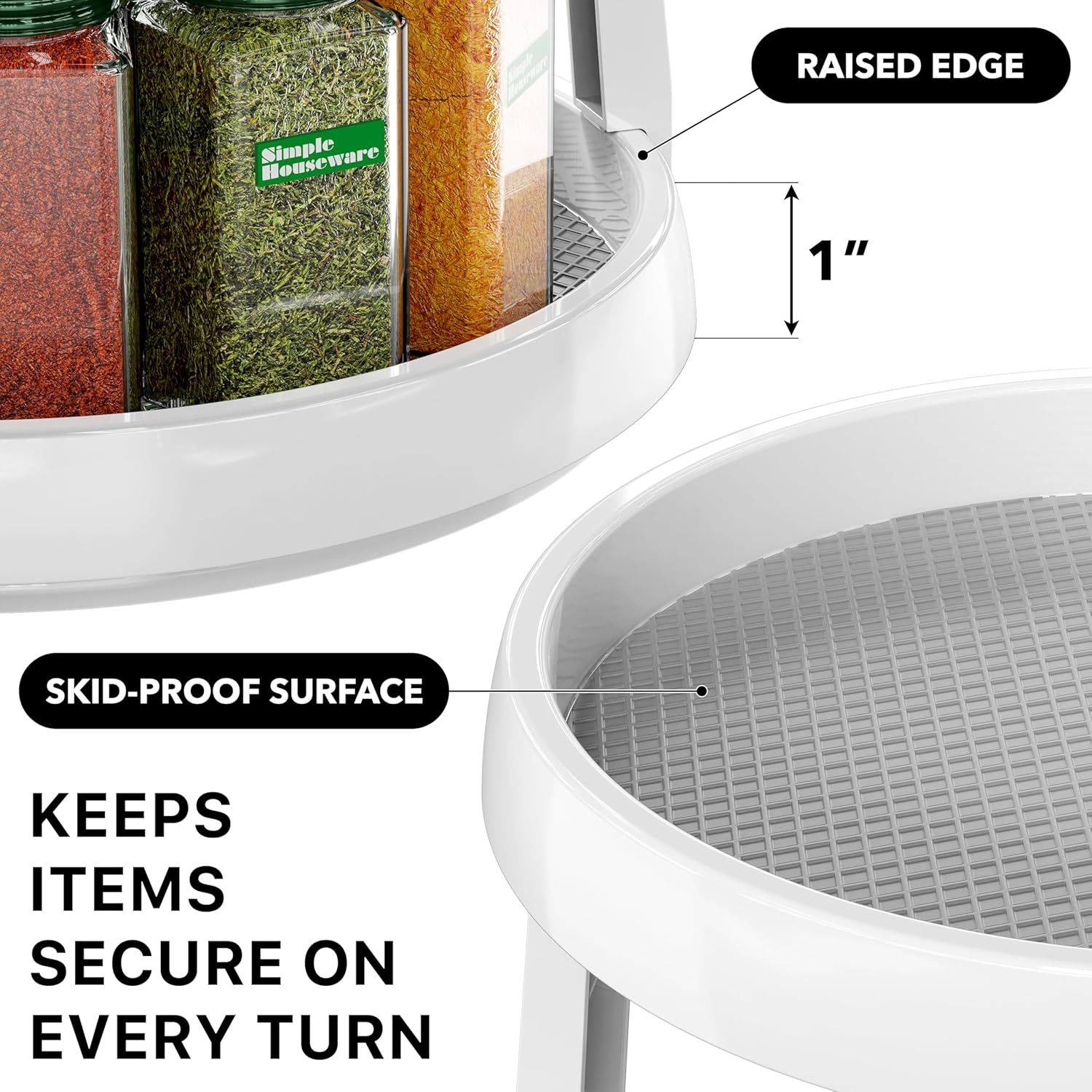 2-Tier Lazy Susan Spice Organizer, 10" Diameter, White/Gray โ image 5