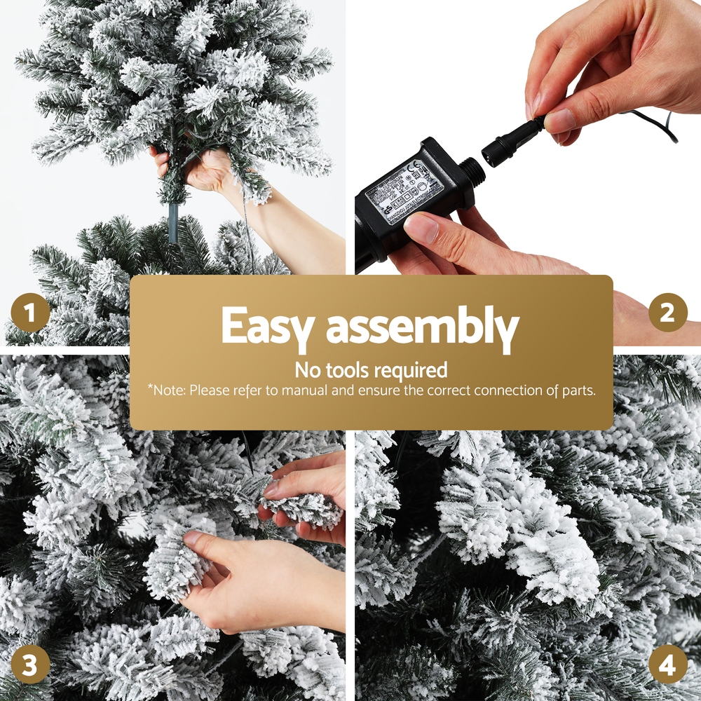 Jingle Jollys Christmas Tree 2.1m Snow Flocked LED Xmas Decoration 8 Light Modes โ image 6