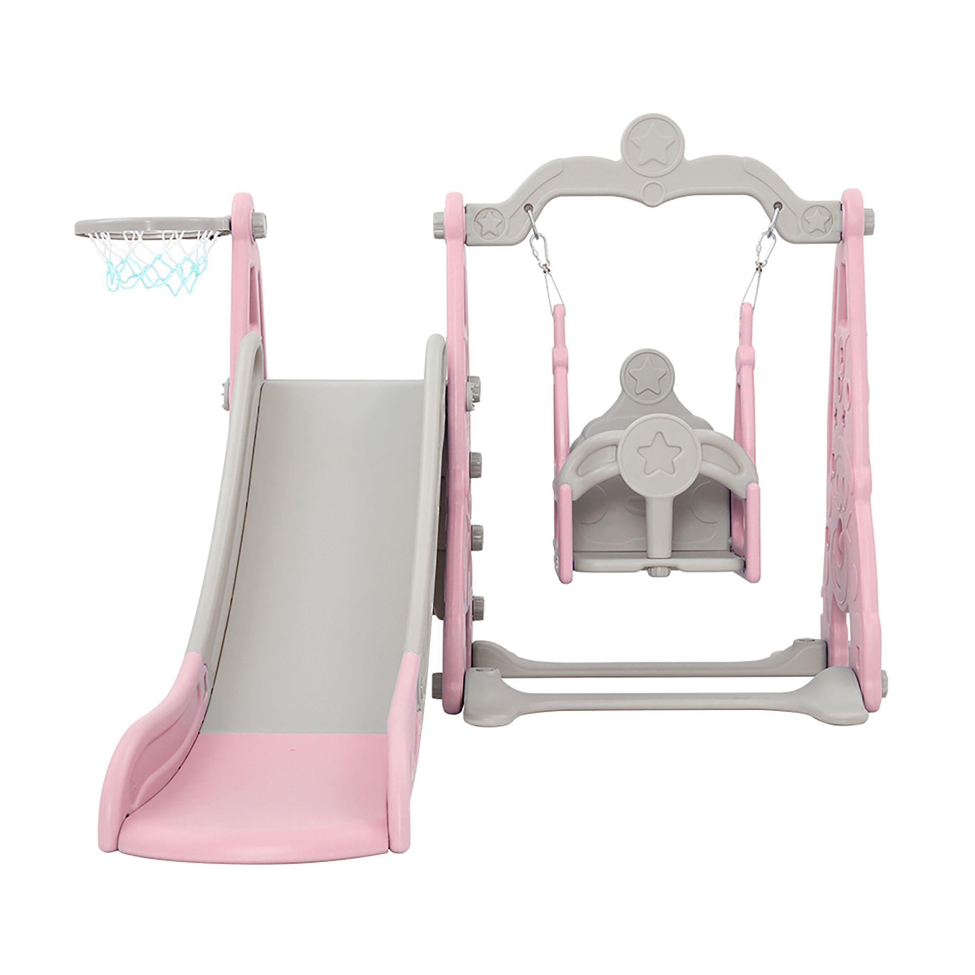 Keezi Kids Slide Swing Set Basketball Hoop Outdoor Playground Toys 170cm Pink — image 3