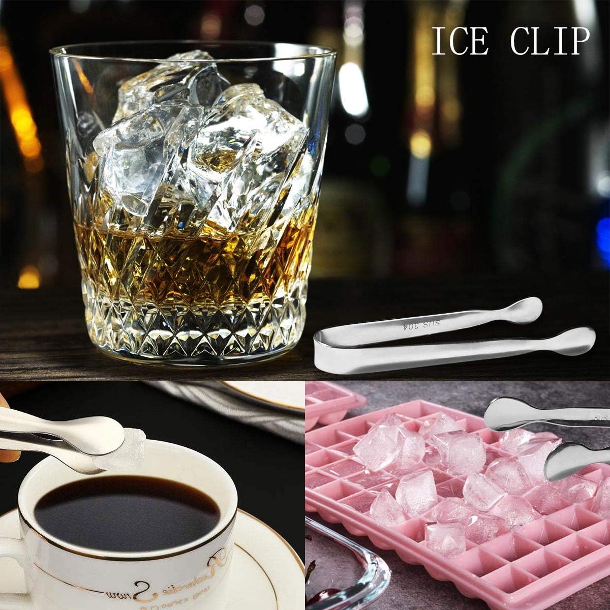 4 Pcs Ice Tongs Sugar Cubes Tongs, Mini Serving Tongs, 304 Stainless Steel, Silver, 4.33 x 0.63 inches — image 5