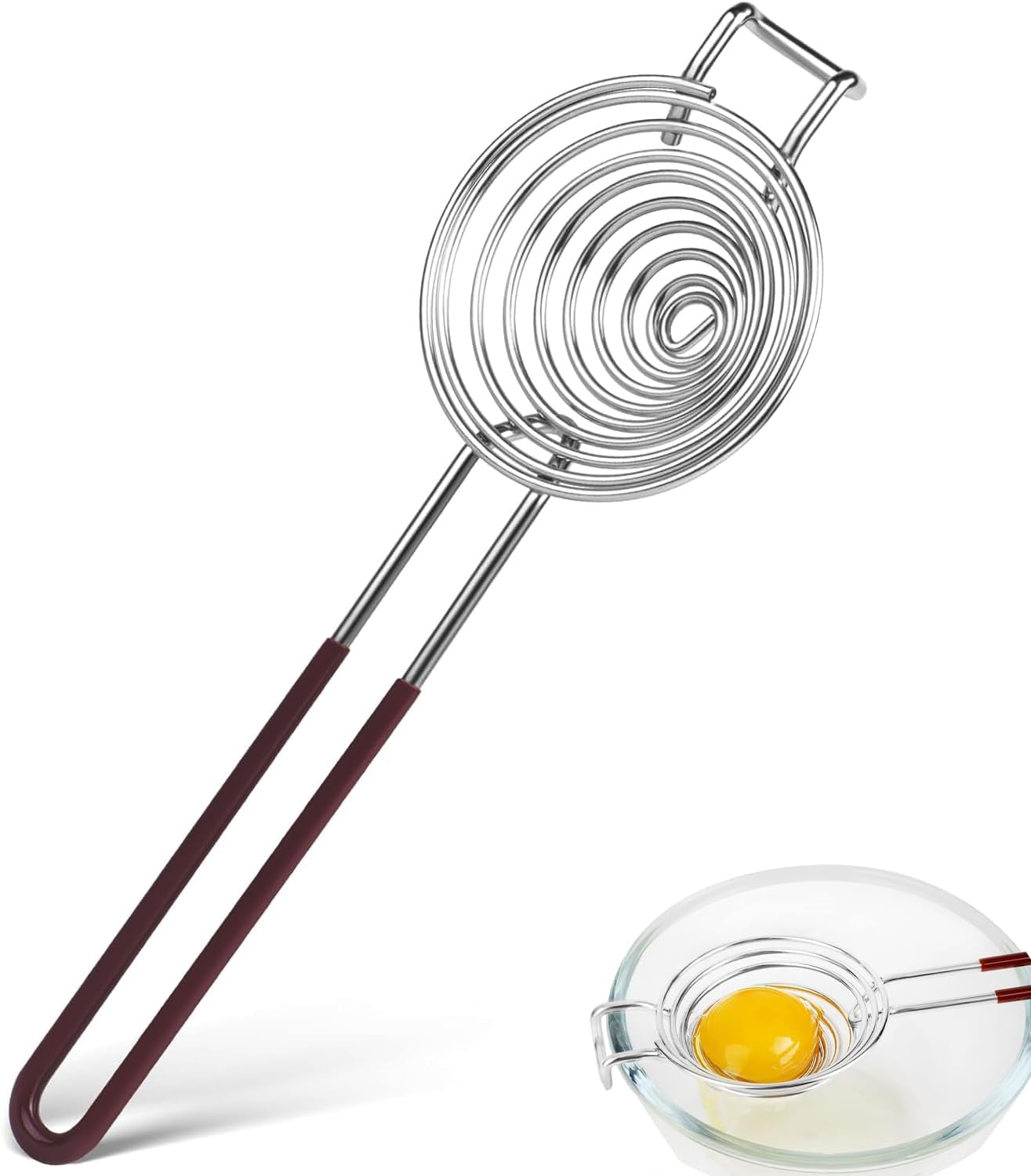 Egg Separator,Stainless Steel Egg Separator with Handles Egg Yolk Separator,Divider Filter Easy Storage for Kitchen Baking Tools