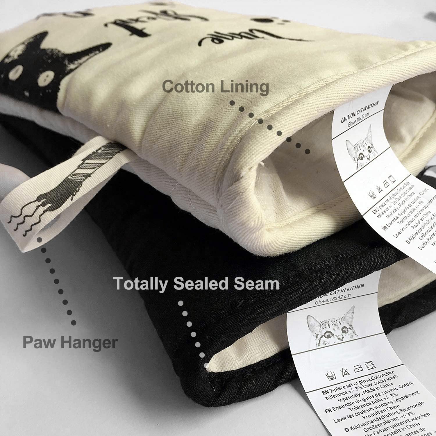Oven Gloves - Cat Design - For Cooking And Baking - Size 17 × 31 Cm - Heat Resistant — image 3