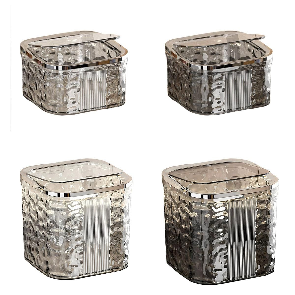 Desktop Mini Trash Can Small Waste Bin Storage Bucket for Office Kitchen Home - White-S — image 3