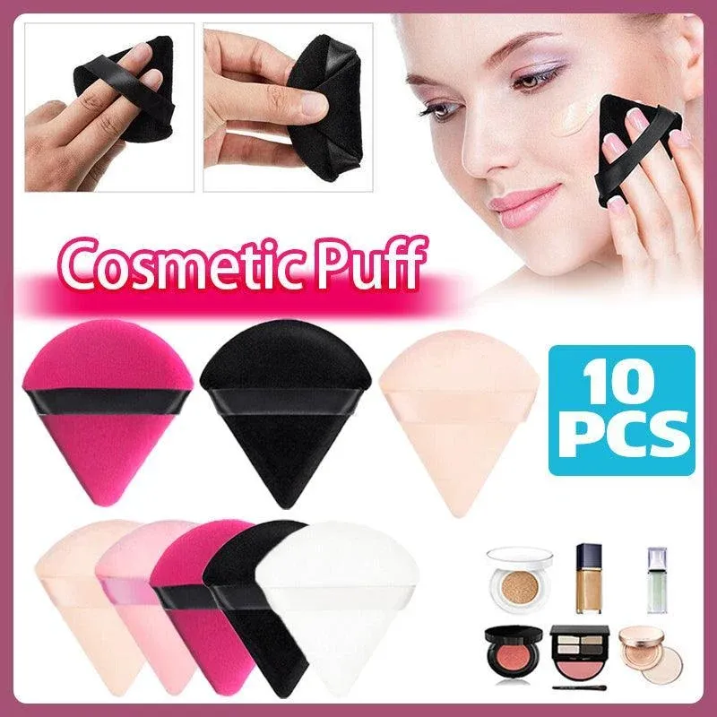 1/10X Triangle Cosmetic Puff Mini Cotton Makeup Sponge Powder Tool - Black — image 2