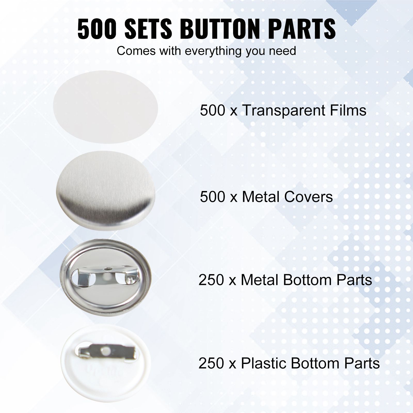 1" 25mm Button Badge Parts Supplies for Button Maker Machine 500 Sets โ image 3