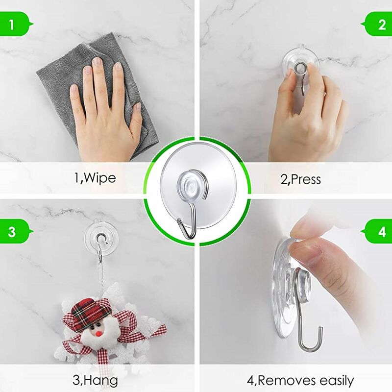 12 Pack Suction Cup Wall Hooks, Small Plastic Suction Cups With ROund Hook For Bathroom And Kitchen (4Cm) โ image 4