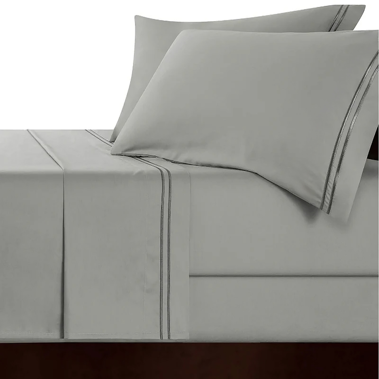 Strada Embroidered 1000 TC Egyptian Cotton Silver Charcoal Super King Sheet sets by Renee Taylor — image 2
