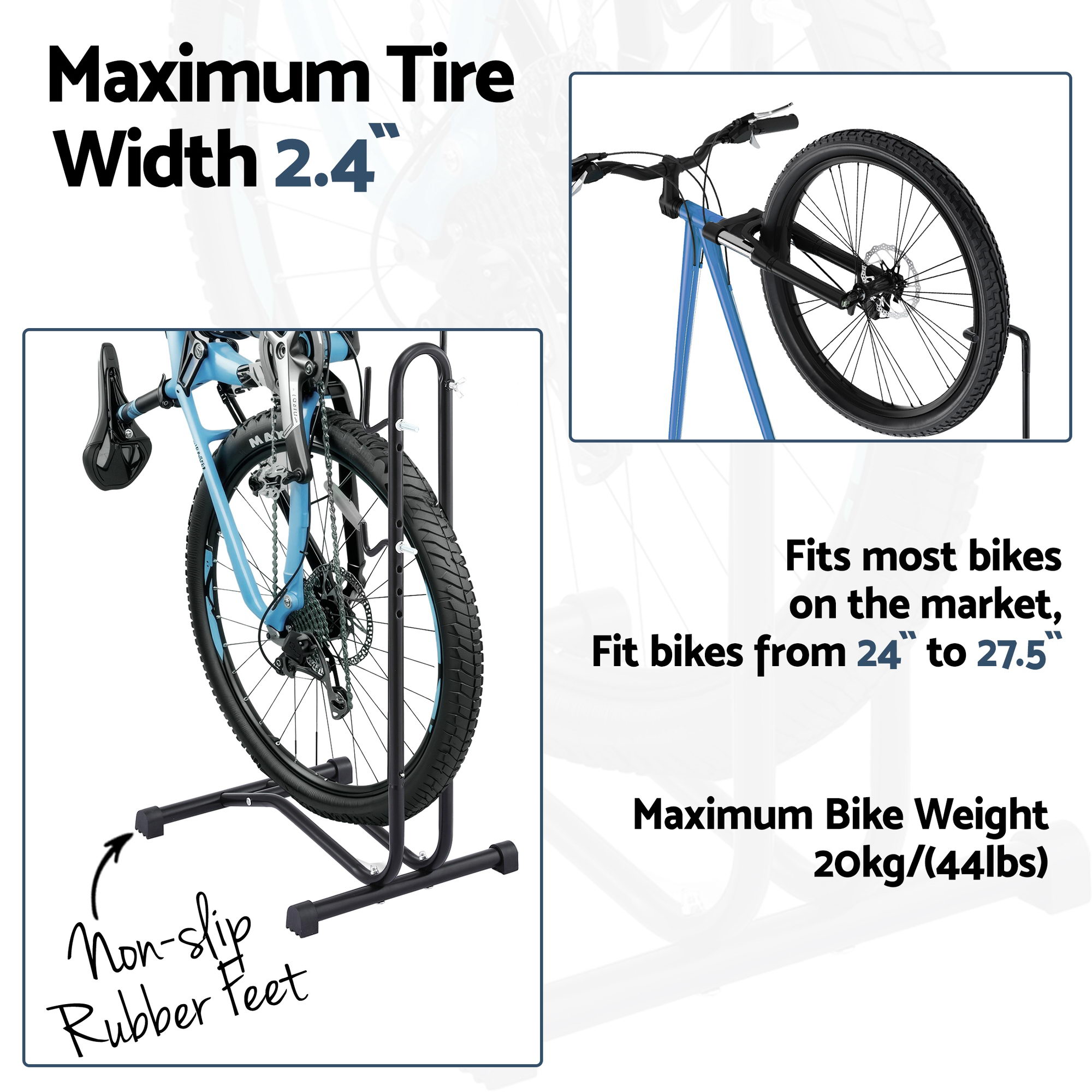 Weisshorn 4-in-1 Bike Parking Stand Vertical Floor Storage Rack for 24"-27.5" Bicycles, Adjustable Height Repair Maintenance Stand, Stable Indoor โ image 2