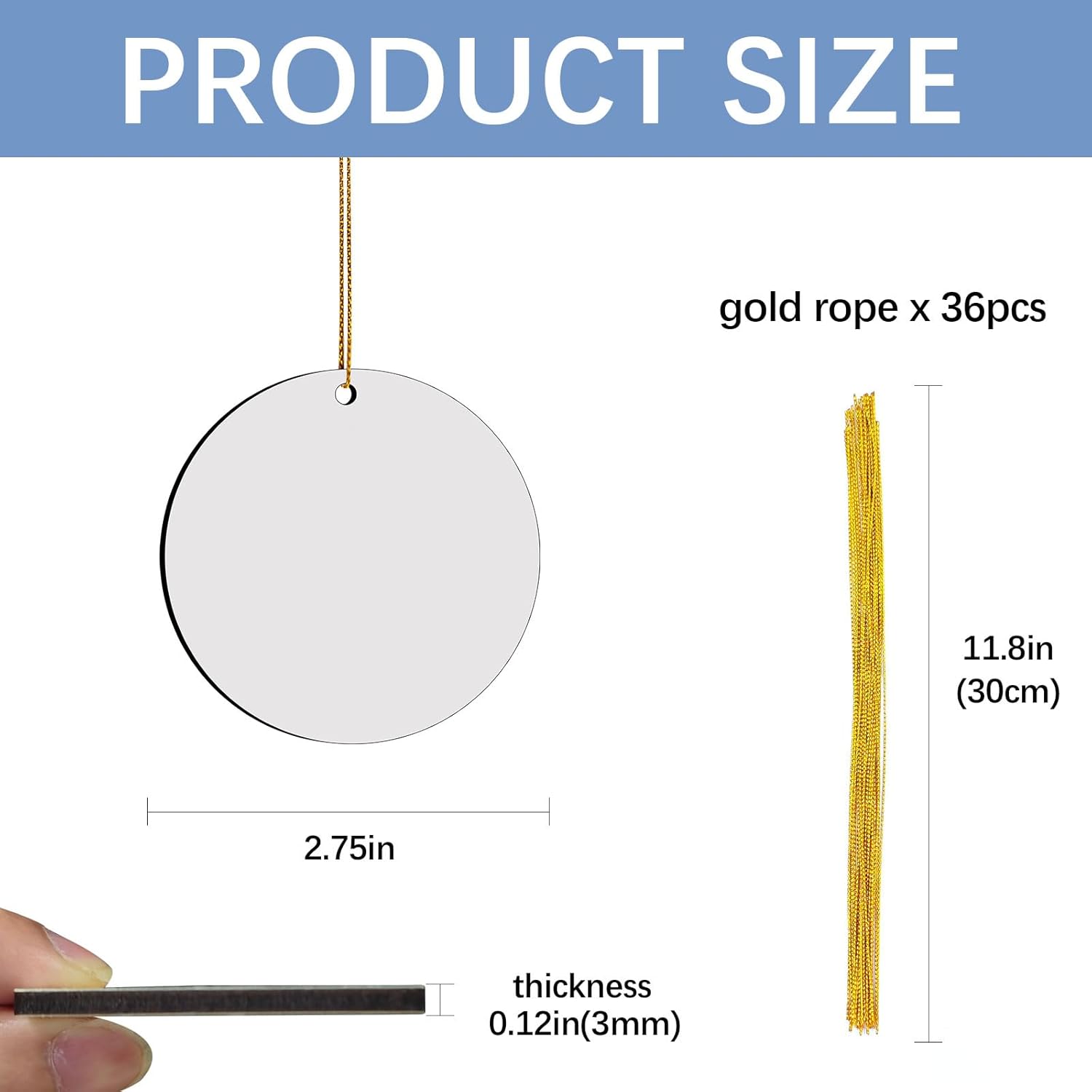 32 Pcs Round Sublimation Ornament Blanks, MDF Double Sided Sublimation Christmas Ornaments Blanks for Christmas Tree Decor DIY Crafts — image 2