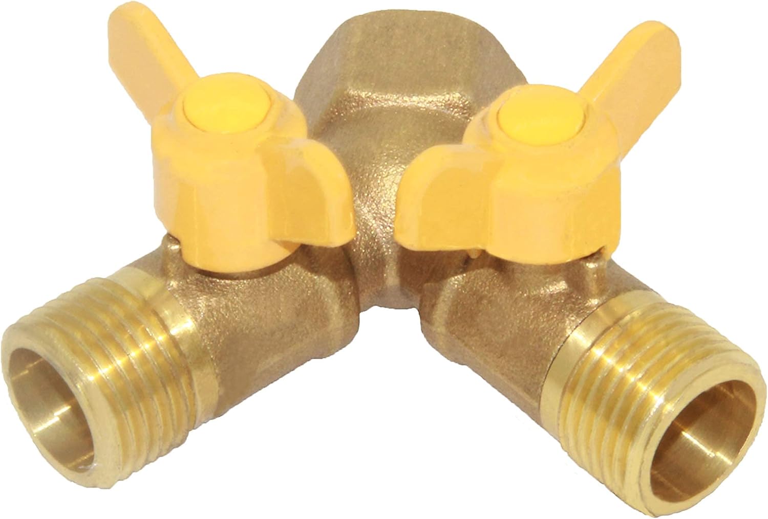 3 Way Split Brass Shut Off Ball Valve Fitting G 1/2" Male x 1/2" Female Thread Y Shaped Type Union Intersection with 2 Switch — image 4