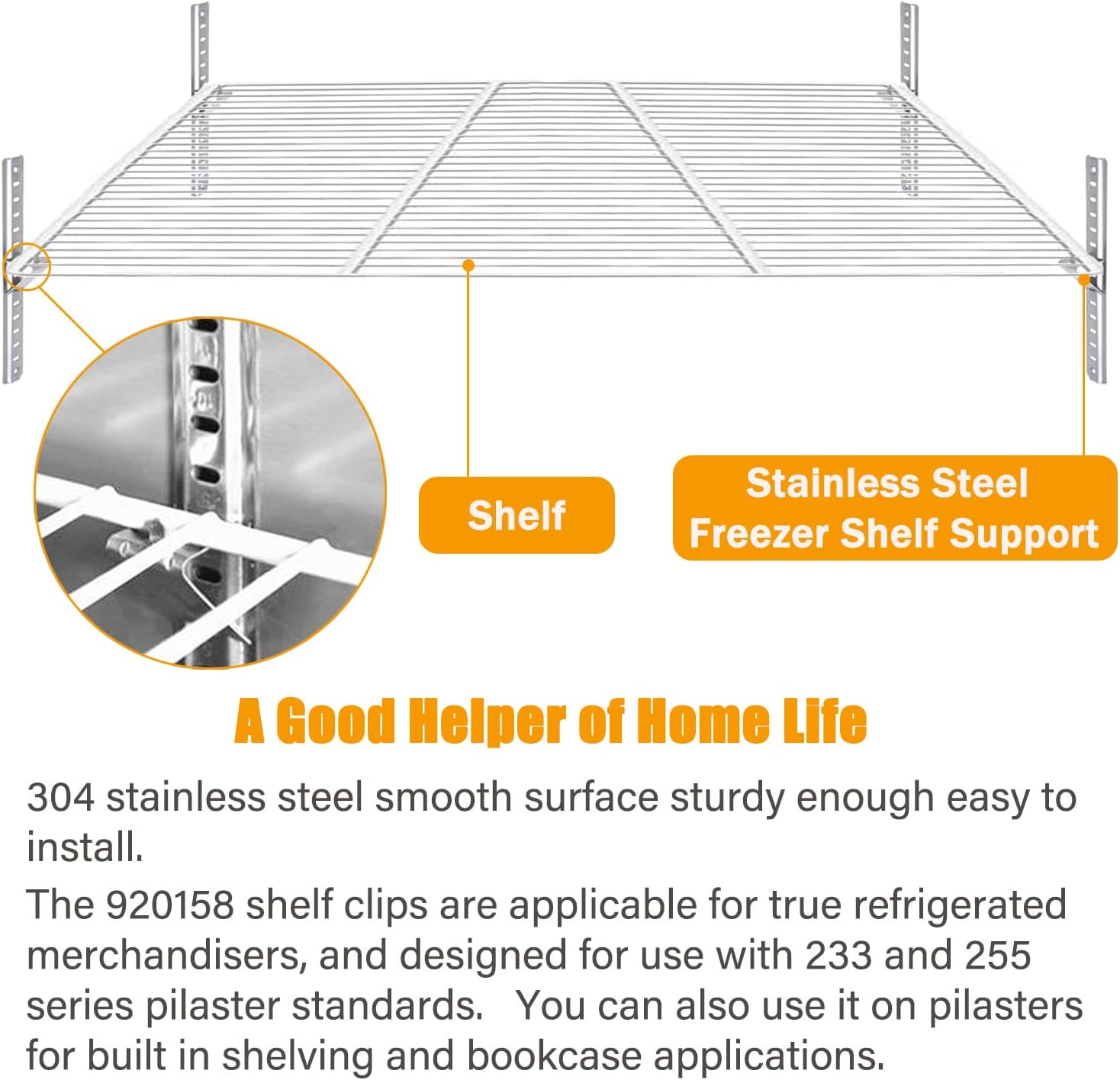 920158 Freezer Shelf Clip,Stainless Steel Shelf Clip for Refrigerator,Freezer Cooler Shelf Support,Replacement Shelf Square Buckles Clips (10) — image 3