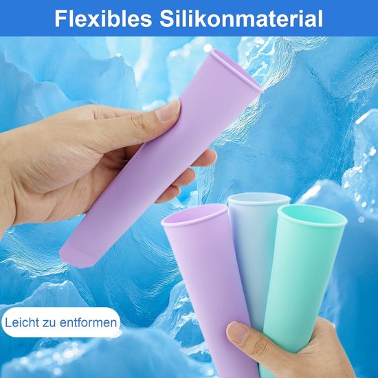 8-Piece Ice Cube Trays - Ice Cube Molds with Handles - Silicone Ice Cube Molds with Lids - Water Ice Molds — image 3