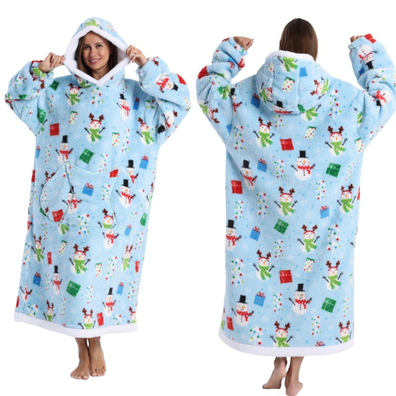 Skull Design Oversized Hooded Blanket for Adults - Ultra Soft & Warm Wearable Fleece Throw with Giant Pocket, Perfect for Winter, Christmas & Valentine's Day — image 2