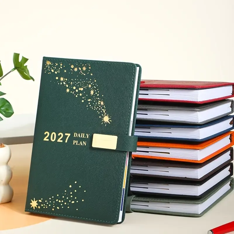 2027 Hardcover Daily Planner: Textured Faux Leather Cover, Smooth Eye-Friendly Thick Paper, Gift Box Set for Work or Gifting./pale green — image 2