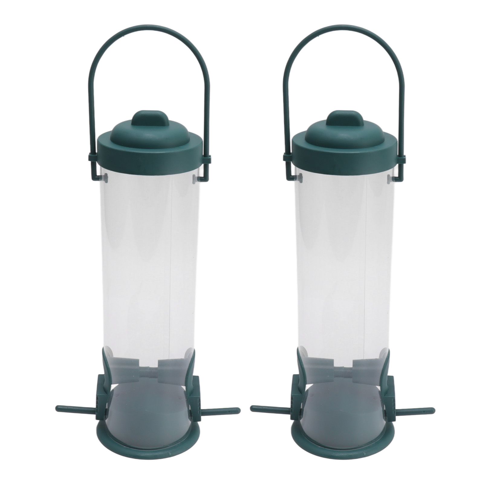 2 Set Bird Tube Feeder Plastic Transparent Hanging Finch Feeder Garden Decoration with 2 Vents 2 Ports — image 3