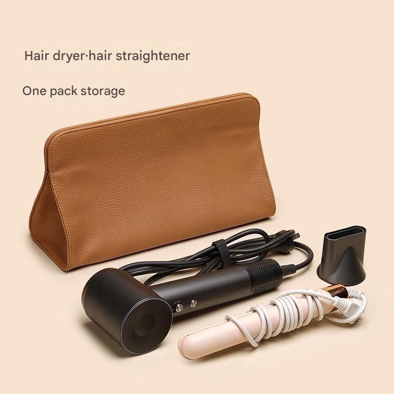Brown Hair Dryer Storage Bag - Faux Leather Travel Organizer with Magnetic Closure, Waterproof Heat Resistant Pouch for Straighteners Curling Irons and Styling โ image 4