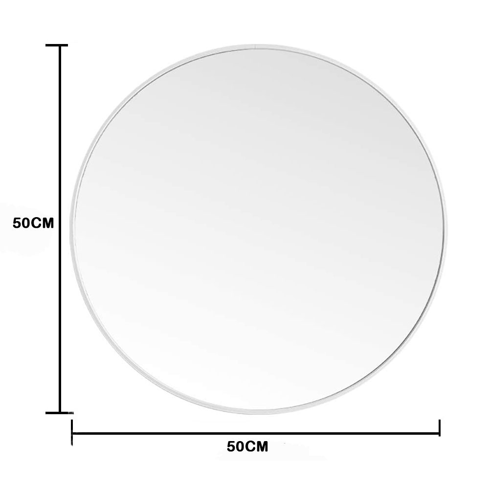 Slim Design 50CM White Bathroom, Living Room, Hallway Mirror Round Mirror Wall Decor Metal Frame — image 2