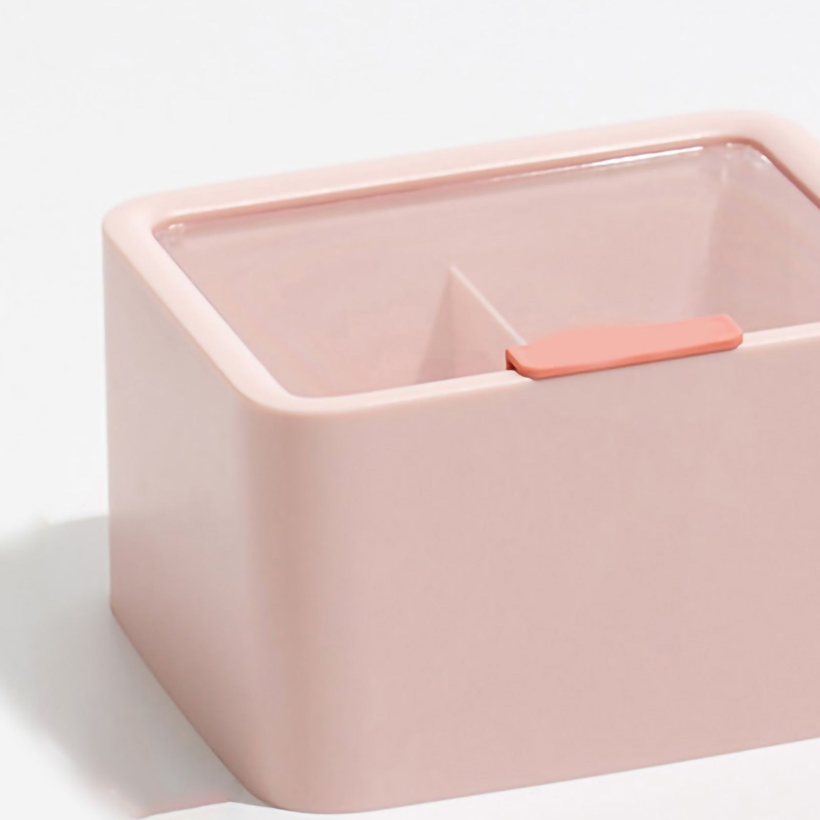 Lipstick Storage Box Large Capacity Double Layer Grid Design Transparent Storage Box with Lid for Home Office Pink — image 5