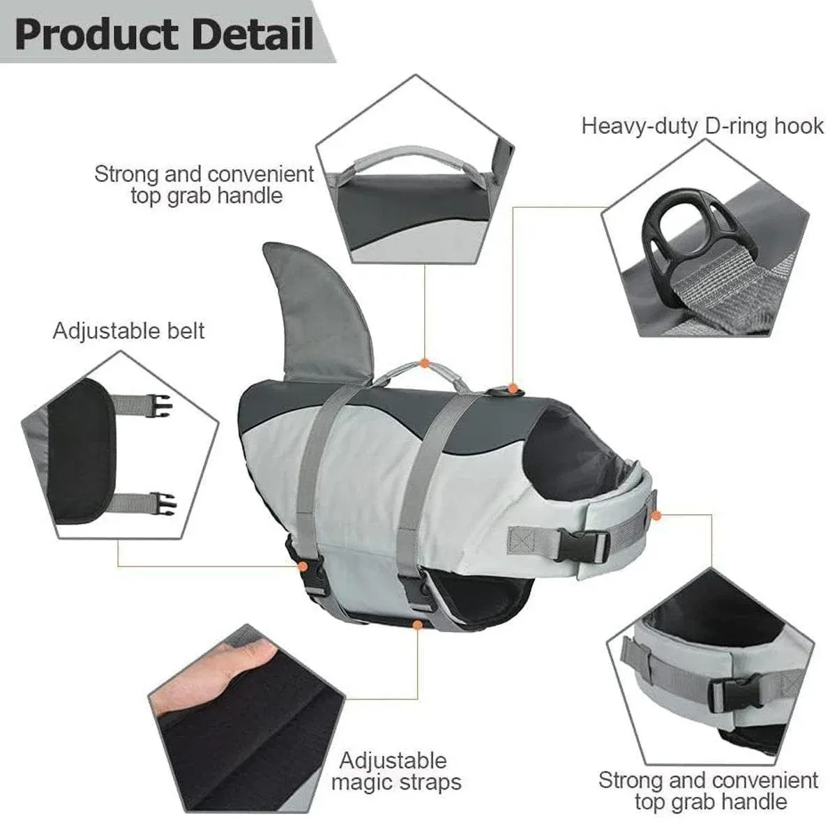 Pet Life Jacket Dog Swim Vest Outdoor Water Gear for Summer Swimming Activities - Grey M β image 6