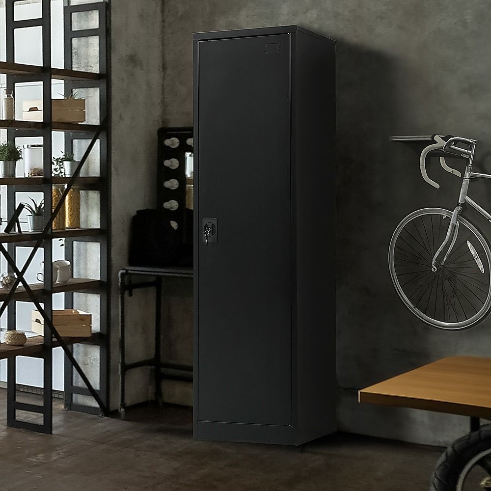 Single-Door Metal Tall Cabinet Shelf Storage for Home Office Gym — image 2