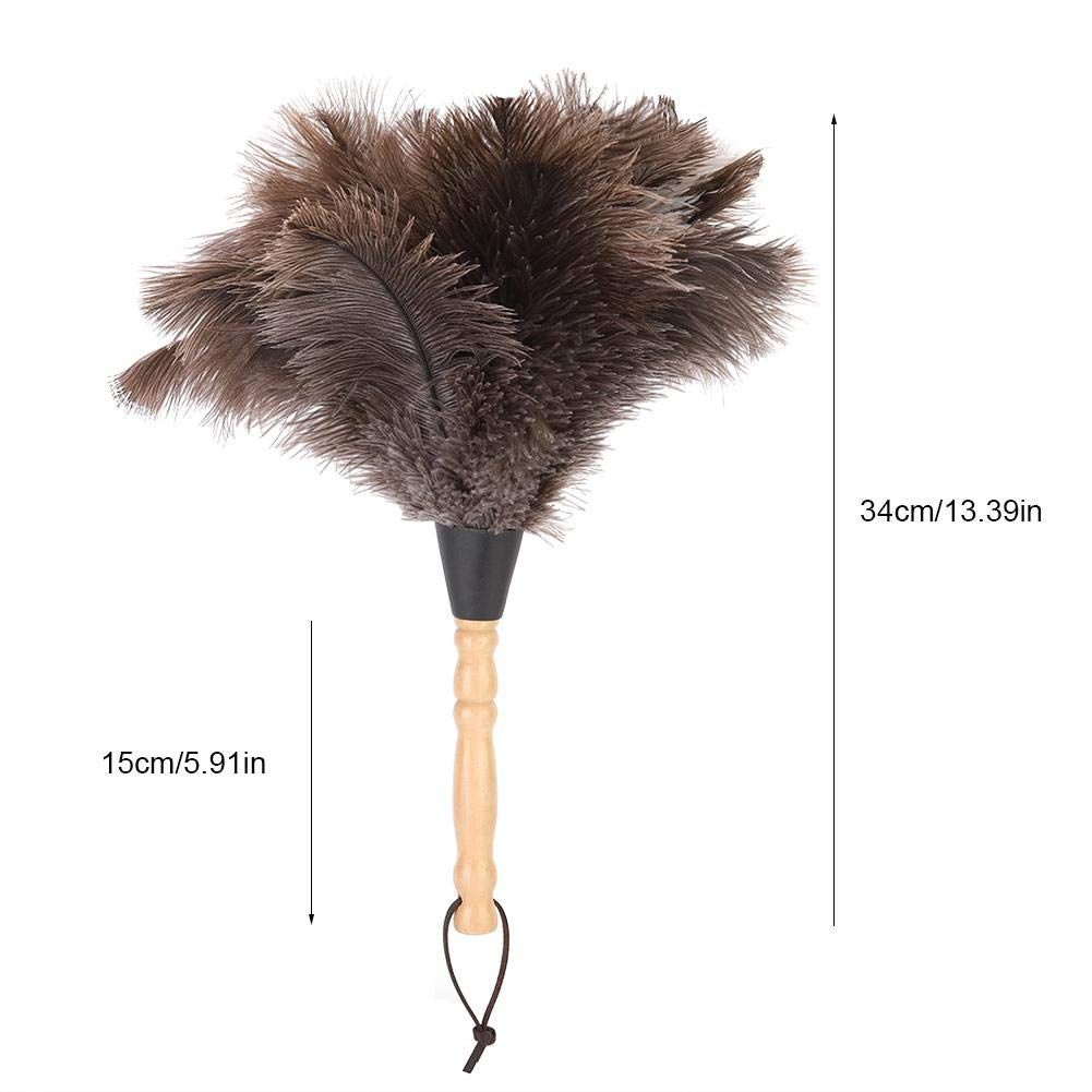Ostrich Feather Duster, Attracts Dust Particles Anti-Static Reusable Wooden Handle Ostrich Feather Duster Dust Removal Cleaning Tool — image 3