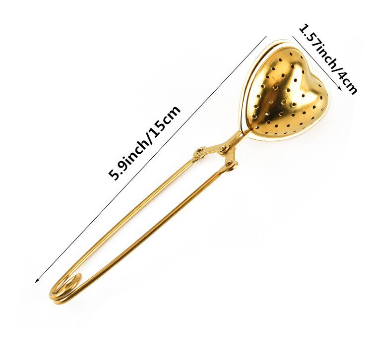 5Pcs Tea Snap Balls Seashell Heart Star Pineapple Teapot Shape Tea Filters Stainless Steel Tea Strainer with Long Handle(Gold) — image 4
