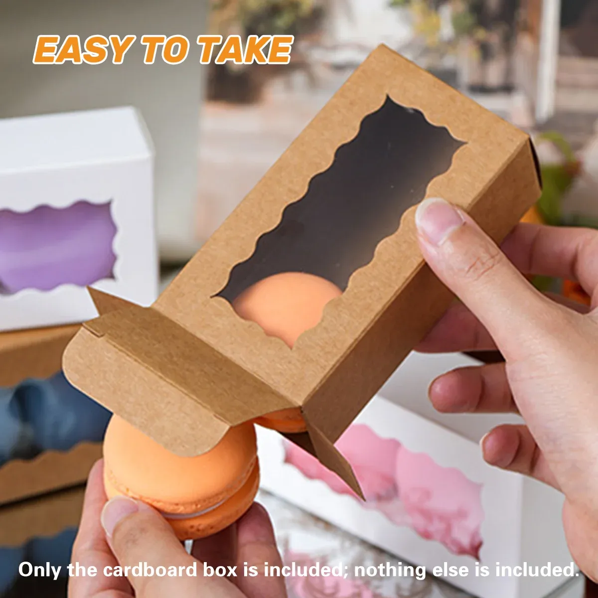 50PCS Kraft Paper Gift Box with Clear Window 10.5x3.5x5.5cm Khaki/White Sturdy - Khaki — image 6