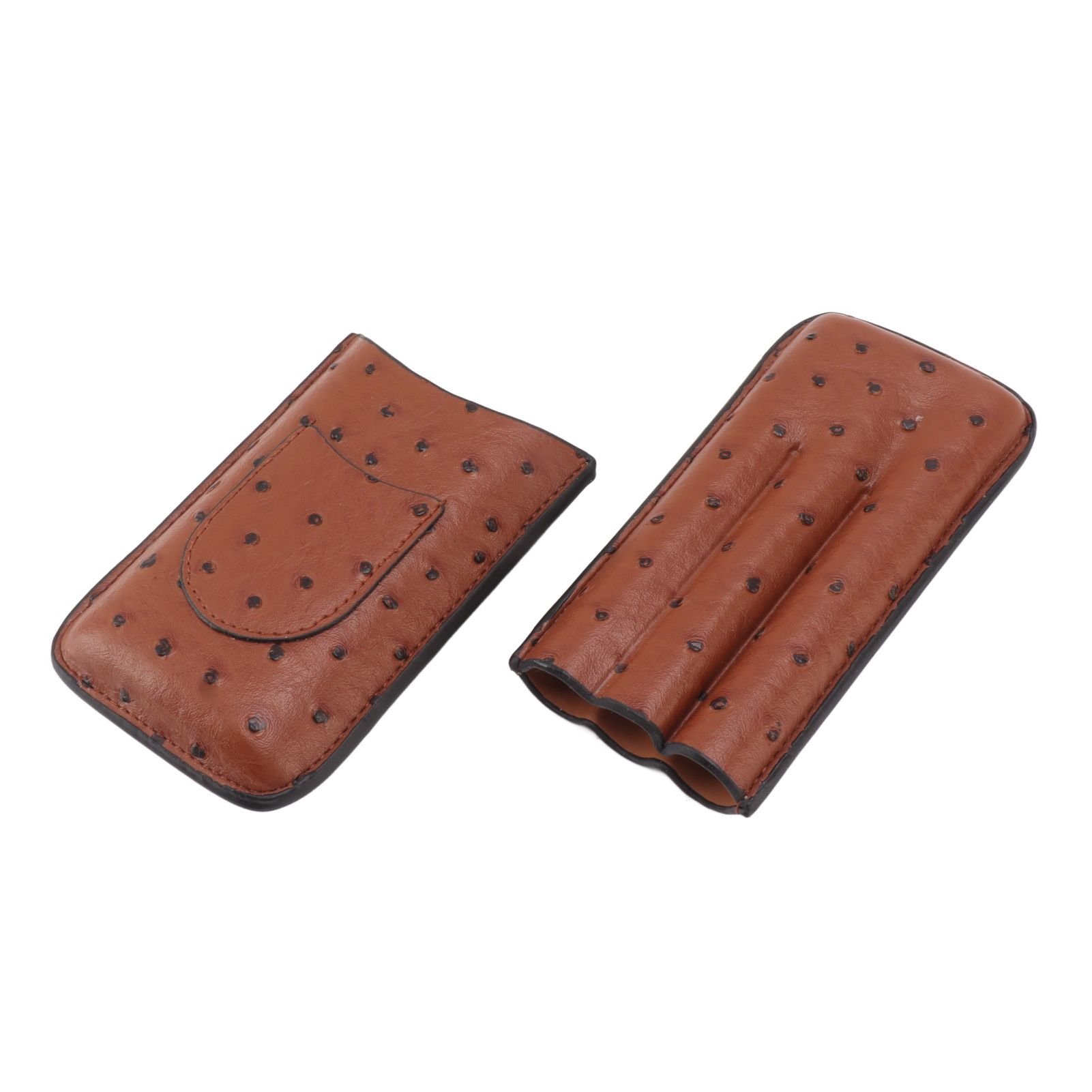 Cigar Case Holder Artificial Leather Brown 3 Finger Cigar Carrying Travel Case Portable for Travel Anniversary Gifts โ image 3