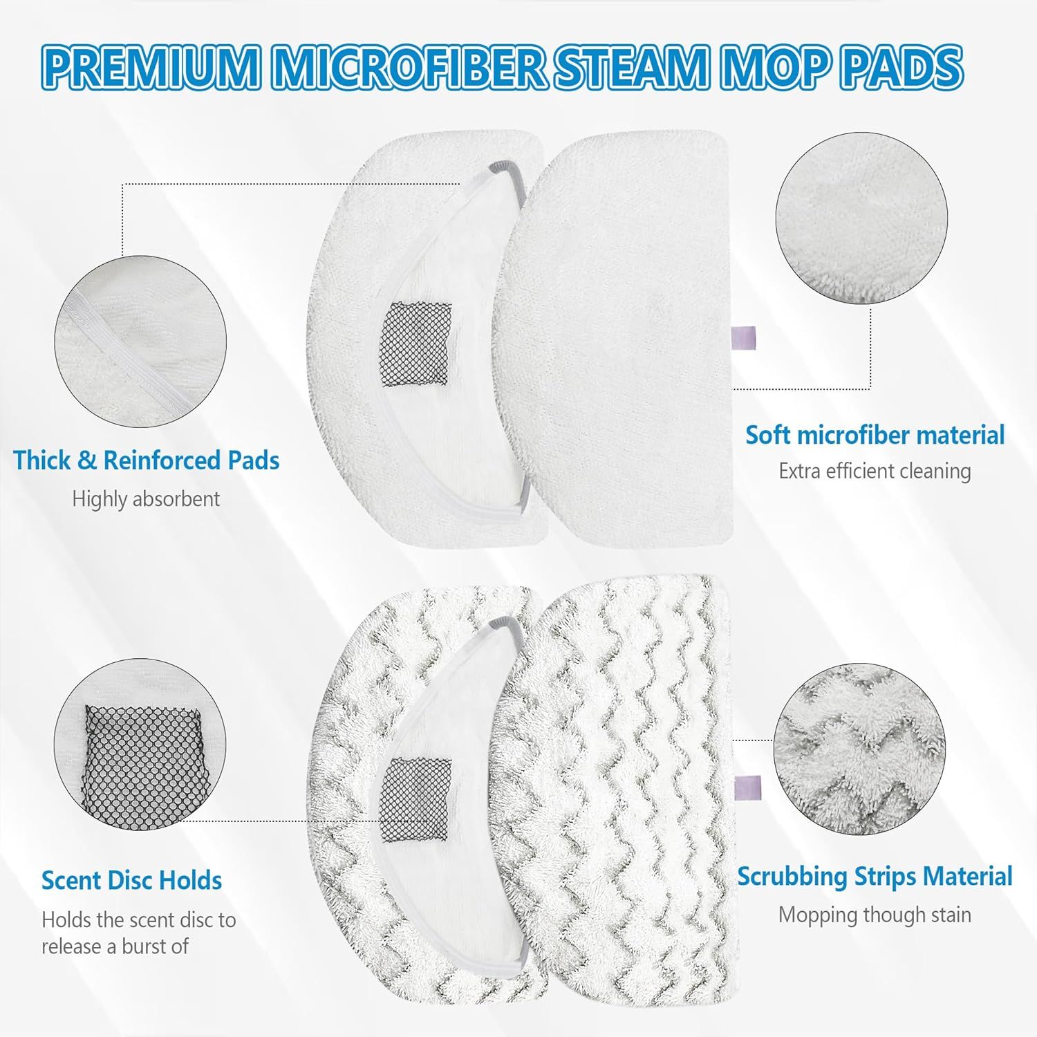 4 Pack Steam Mop Pads Replacement or Bissell Powerresh Steam Mop 1940 1440 1544 1806 2075 Series, Model 5938 19402 19404 19408 19409 1940A 1940 1940Q 1940T — image 3