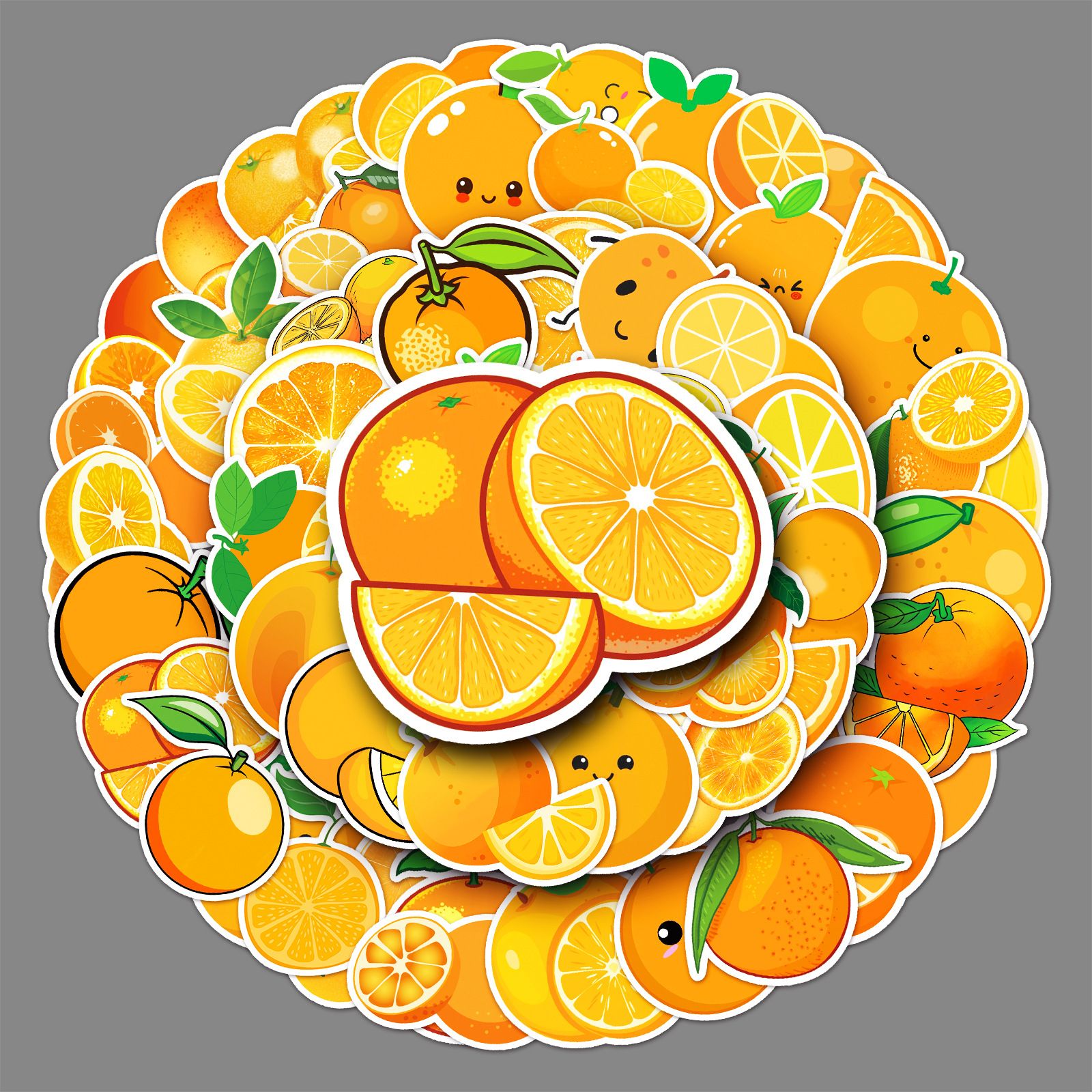 Orange Stickers |50Pcs Orange Waterproof Vinyl Decals for Water Bottles Laptop Luggage Cup Computer Mobile Phone Skateboard Guitar