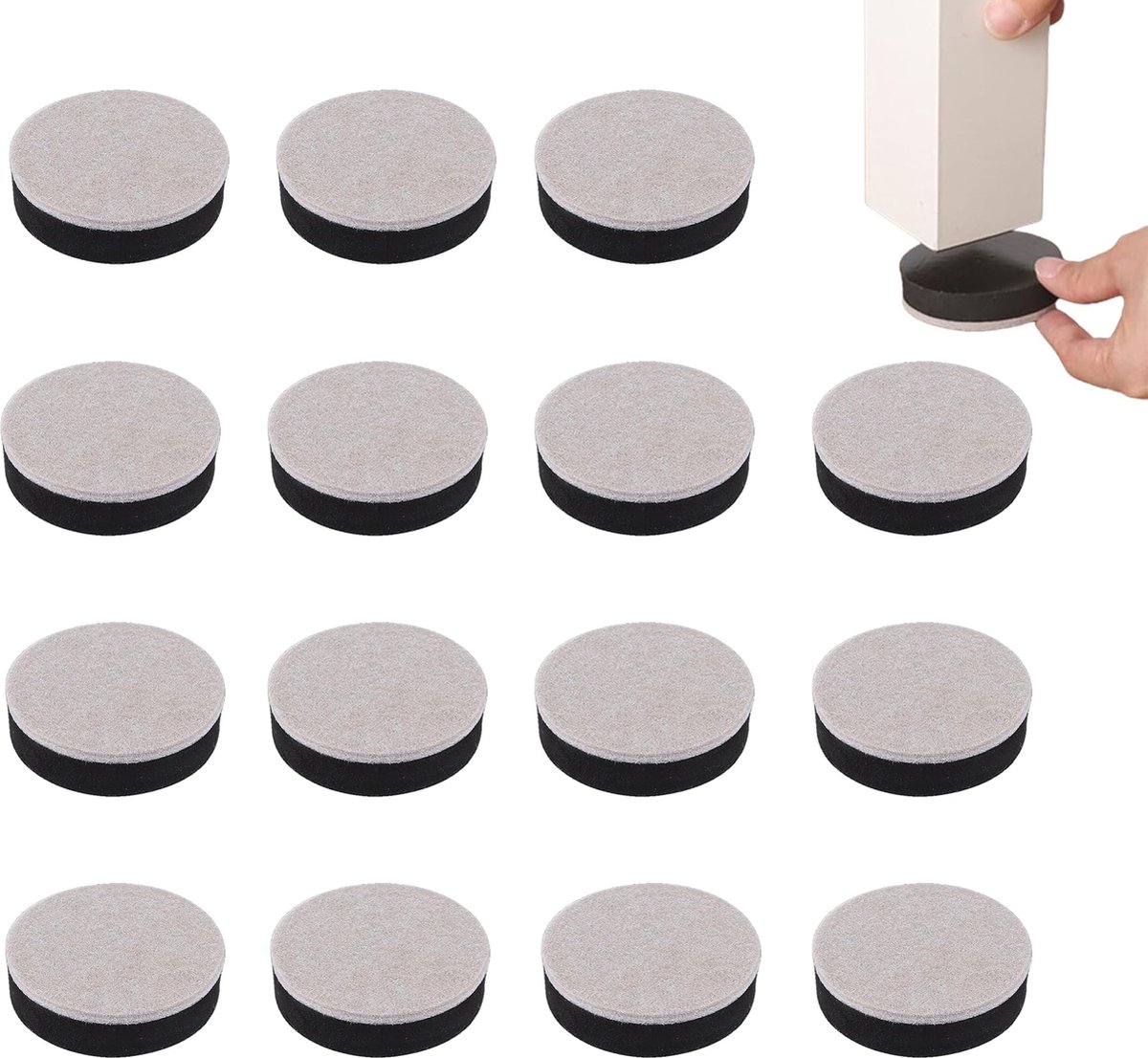 Furniture Risers - 16 Pieces - Furniture Riser Set - Bed Riser - Adjustable Furniture Legs - Furniture Coasters - Furniture Felt - Strong Space-Saving Riser