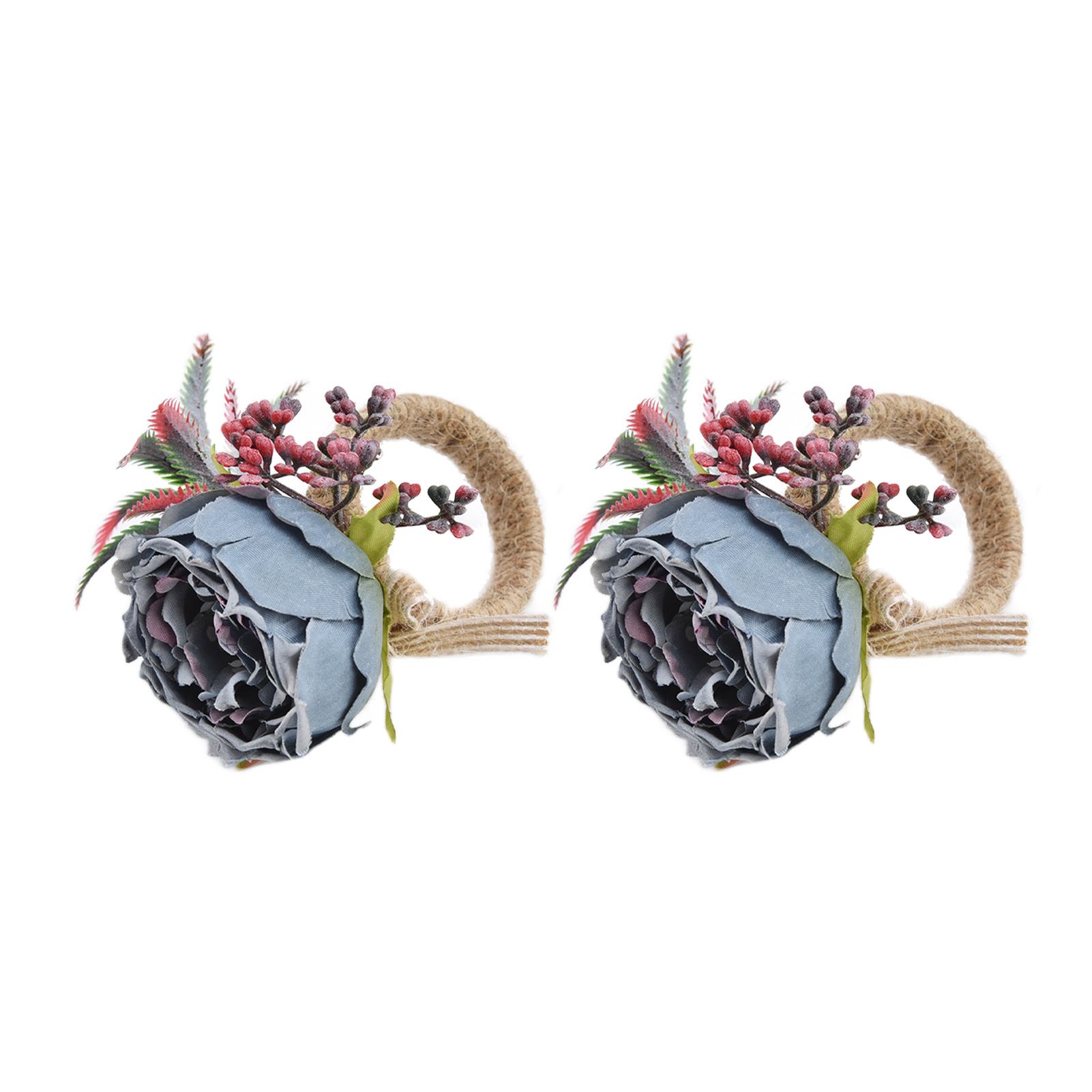2Pcs Innovative Napkin Buckle Simulation Flower Napkin Ring Holder for Hotel RestaurantBlue — image 3