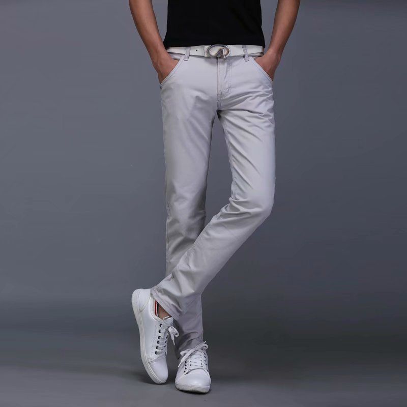 Men's Cotton Chinos Large Size Straight Casual Pants gray 32 โ image 3