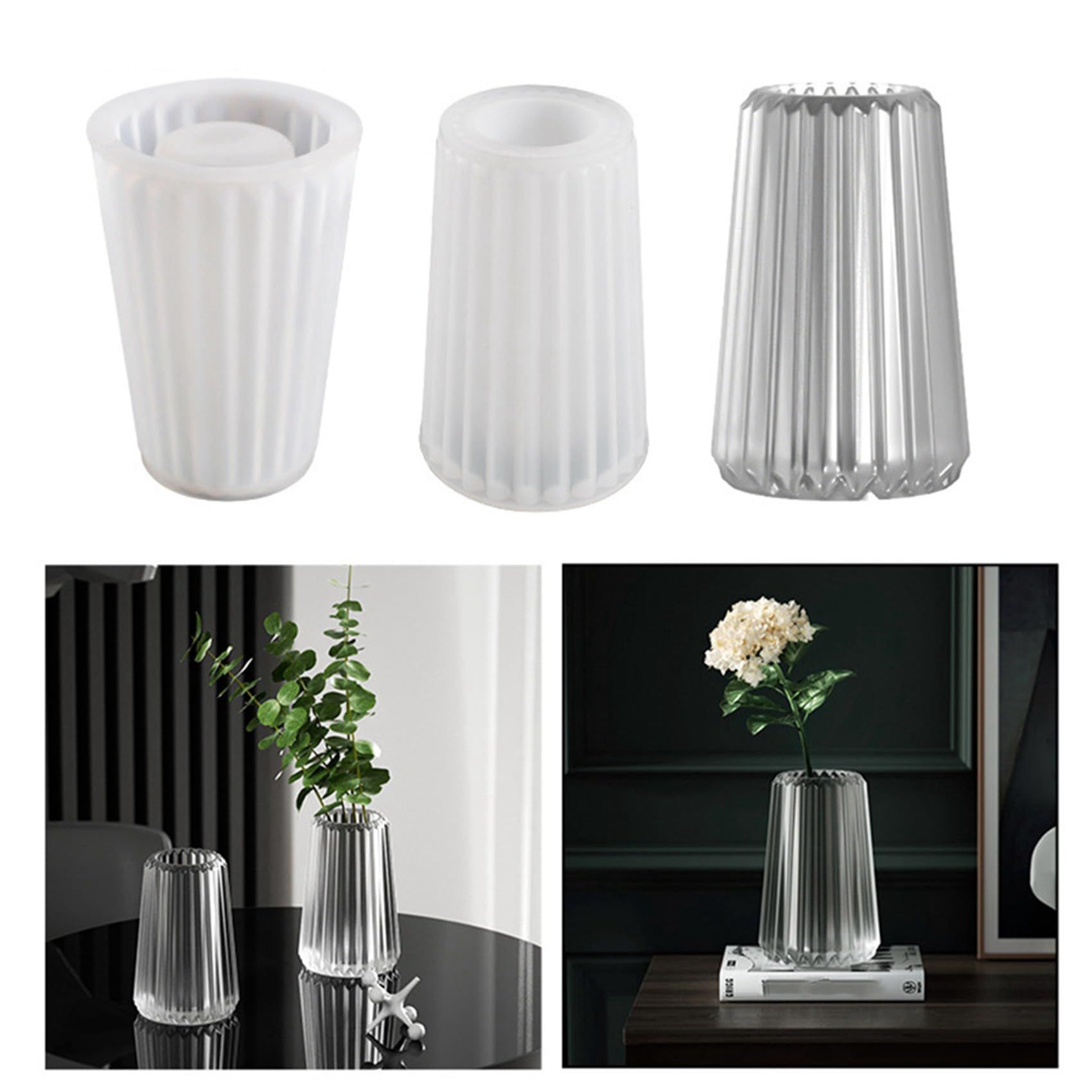 2X Silicone Mold Stripe Heightened Three-Dimensional Vase Pen Holder Silicone Mould DIY Crystal Epoxy Resin Molds — image 2