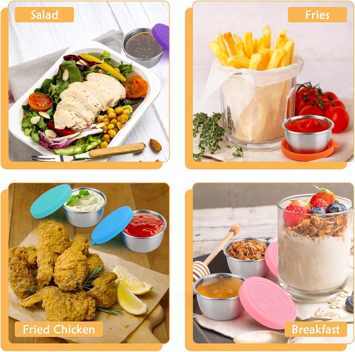 Mini Food Storage Containers - Stainless Steel Snack Box - Set of 12 Dressing Jars - Small Stainless Steel Sauce Container - Durable Snack Boxes - Freezer — image 5