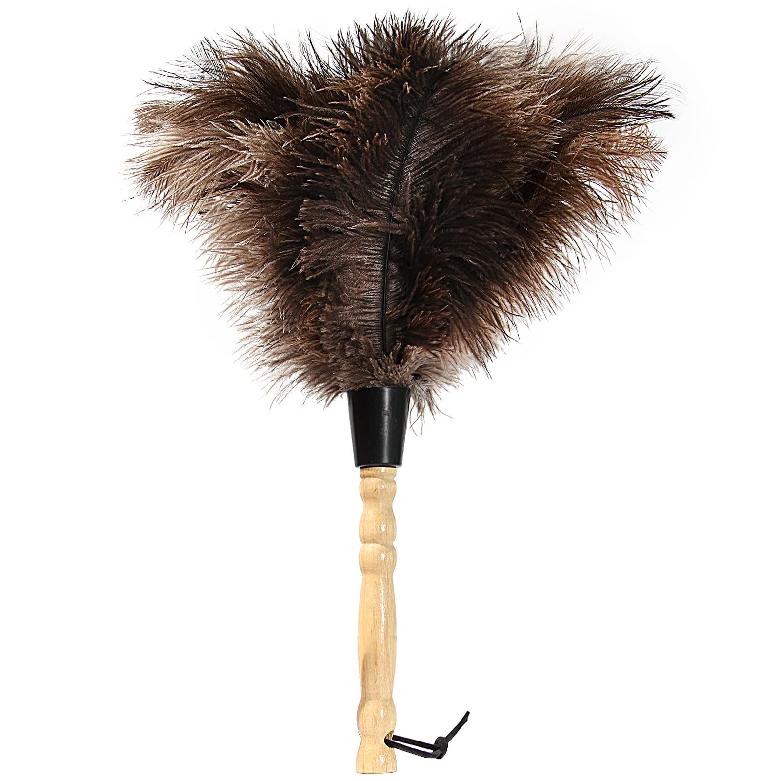 Ostrich Feather Duster Fluffy Natural Genuine Ostrich Feathers with Wooden Handle and Eco-Friendly Reusable
