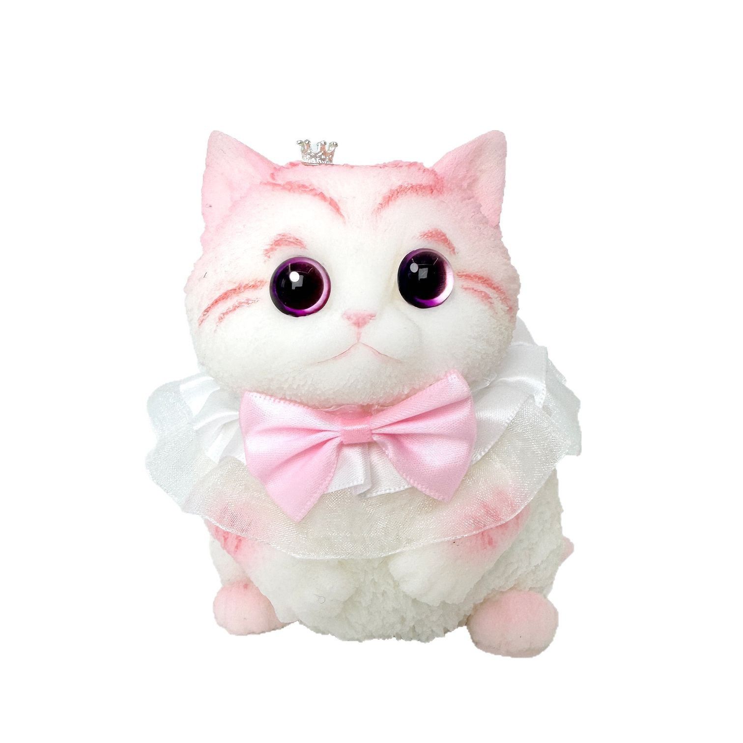 Fat Cat Squishy Toy, Lifelike Cat Plush Doll, Original Hand-Painted Design, (Kitten + Accessories + Cat Bed)/Pink orange fat baby โ image 3