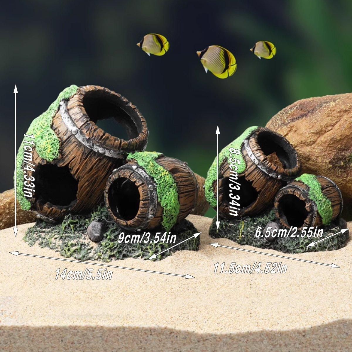 Aquarium Fish Tank Decoration Hiding Cave Simulation Barrel Aquascape Ornament - L โ image 4