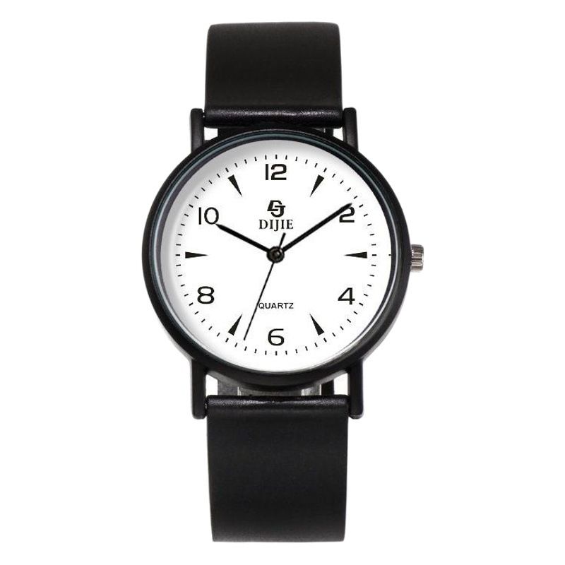 Di Jie Korean Style Quartz Watch 40mm Round Dial Luminous PVC Triangle small size Black โ image 2