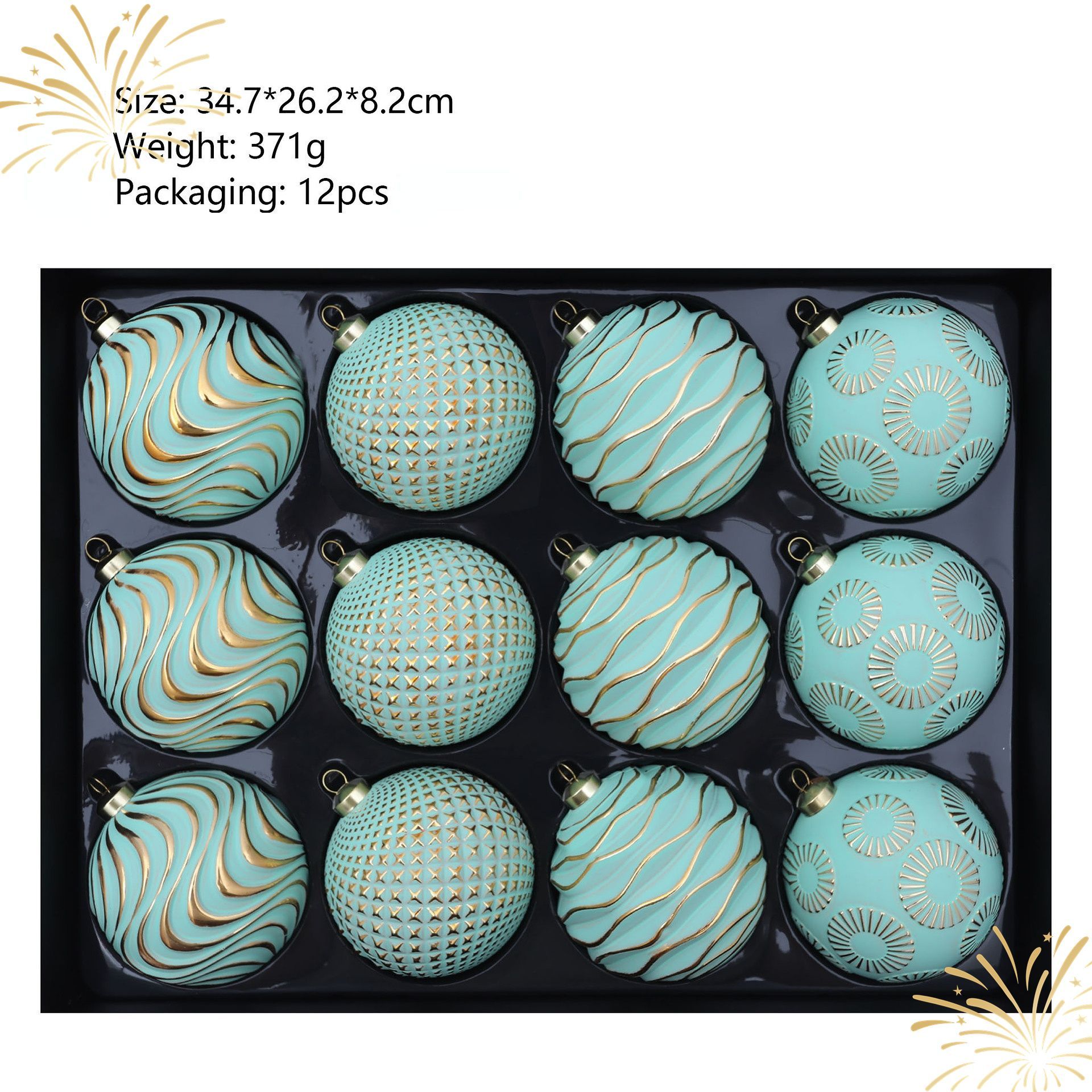 12-Piece Dopamine Christmas Ball Gift Set: 8cm polystyrene, shatterproof and durable, macaron-colored with painted gold foil textures, light luxury and