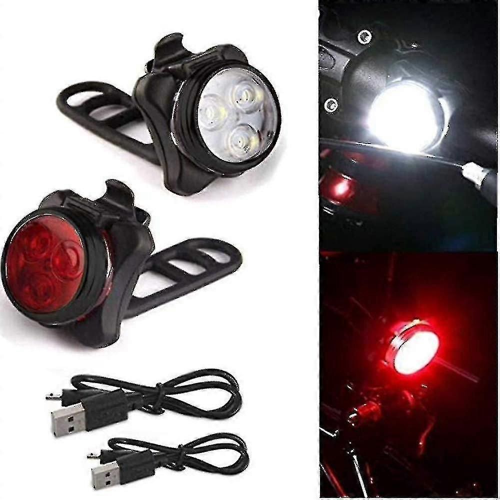USB Rechargeable Bike Light Set - Front & Rear, 4 Modes โ image 2