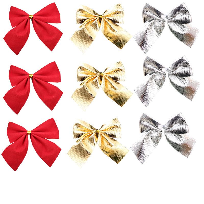 36 Pack Golden Silver Red Christmas Bow Christmas Tree Hanging Decoration Wreath Gifts Wedding Party Bowknot Decoration โ image 5