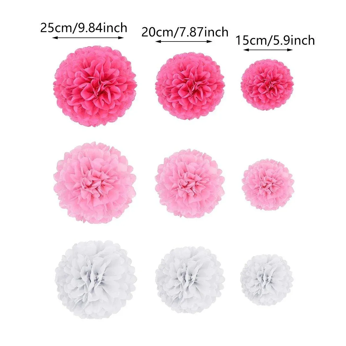 18PCS Pink Spiral Hanging Paper Flower Balls Birthday Party Decoration — image 3