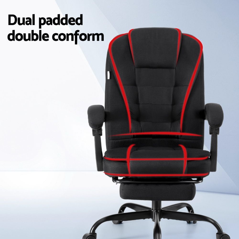 Artiss Office Chair Executive Fabric Seat Racing Computer Desk Chairs Footrest — image 4