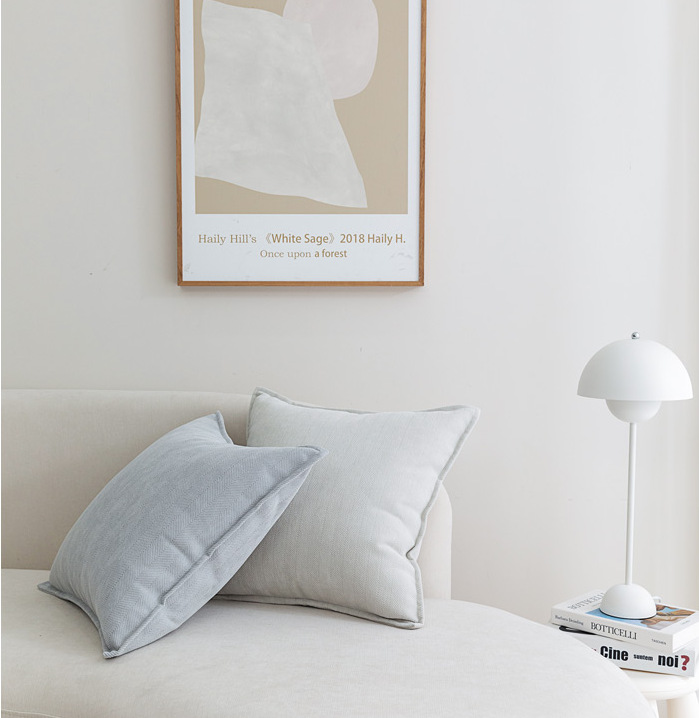 Milk gray Nordic Herringbone Chenille Pillowcases 2 Pack 45x45cm for Sofa and Bed Soft Decorative Cushion Covers No Inserts Included Local Standard โ image 3