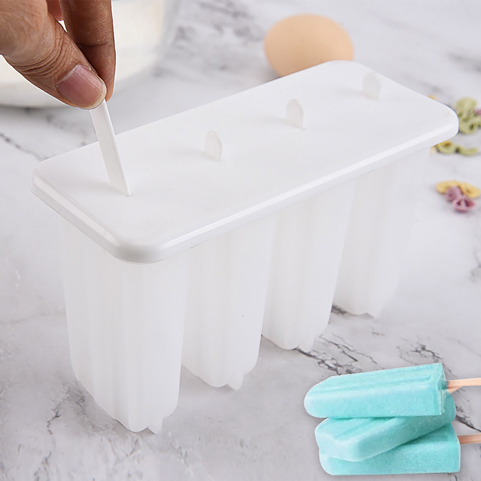 Popsicle Molds 4 Cavities BPA Free Silicone Popsicle Molds, Ice Molds Silicone Popsicle Maker Homemade Ice Cream Mold, Reusable Multicolor โ image 6