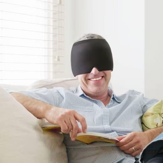 Cooling Migraine Cap with Gel Eye Mask for Headache Relief and Sleep Aid, Black — image 4