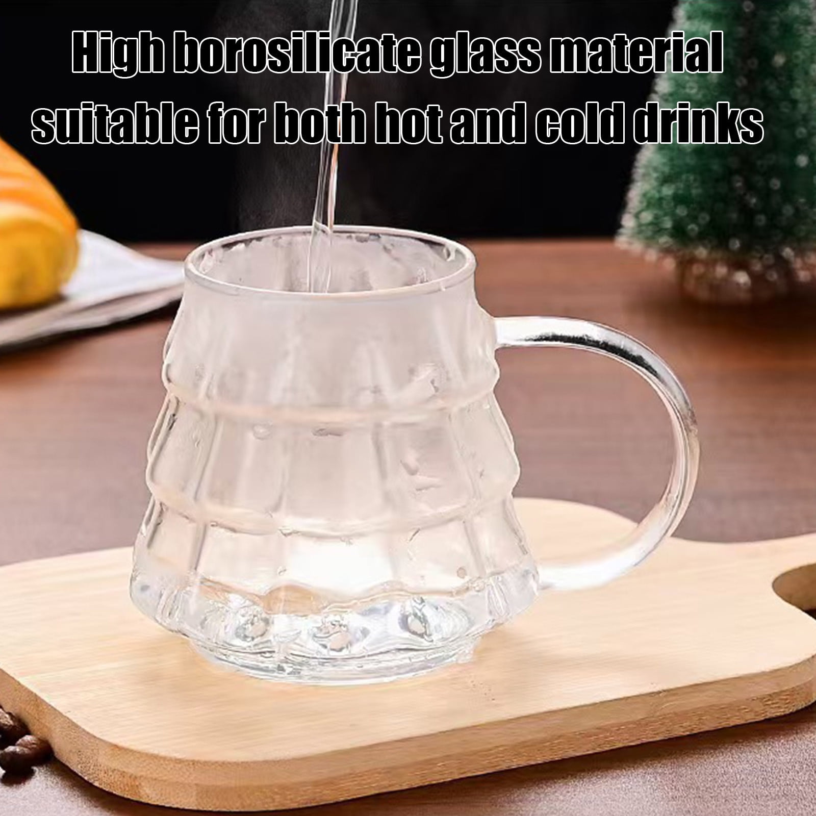 Christmas Tree Coffee Mug, 350ml Tree-shaped Clear Glass Coffee Mug with Handle for Ice Americano, Tea, Milk, Creative Christmas Gift for Colleagues — image 5